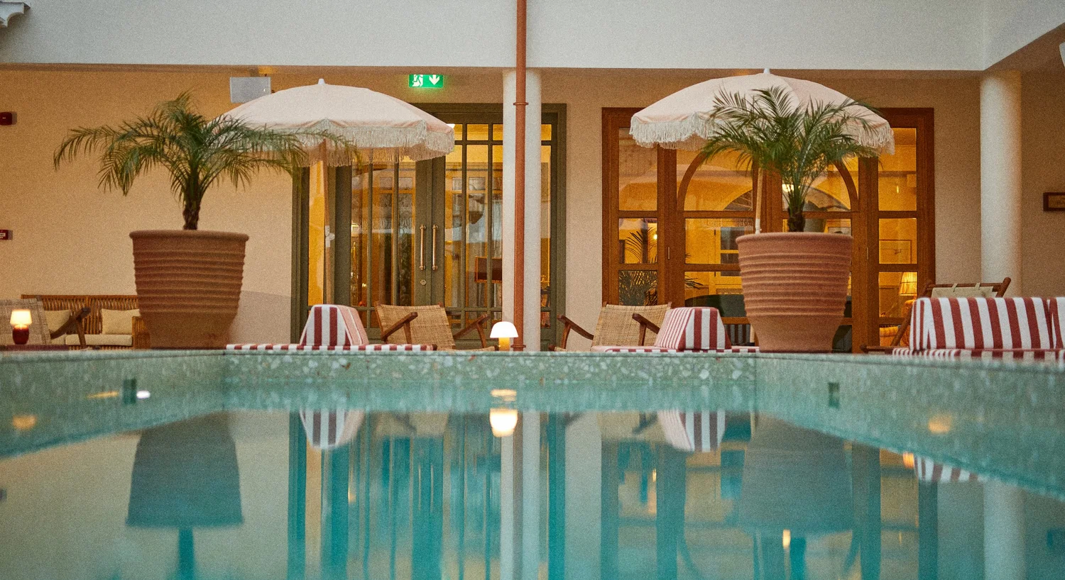The pool and terrace at The Agora Hotel in Pano Lefkara