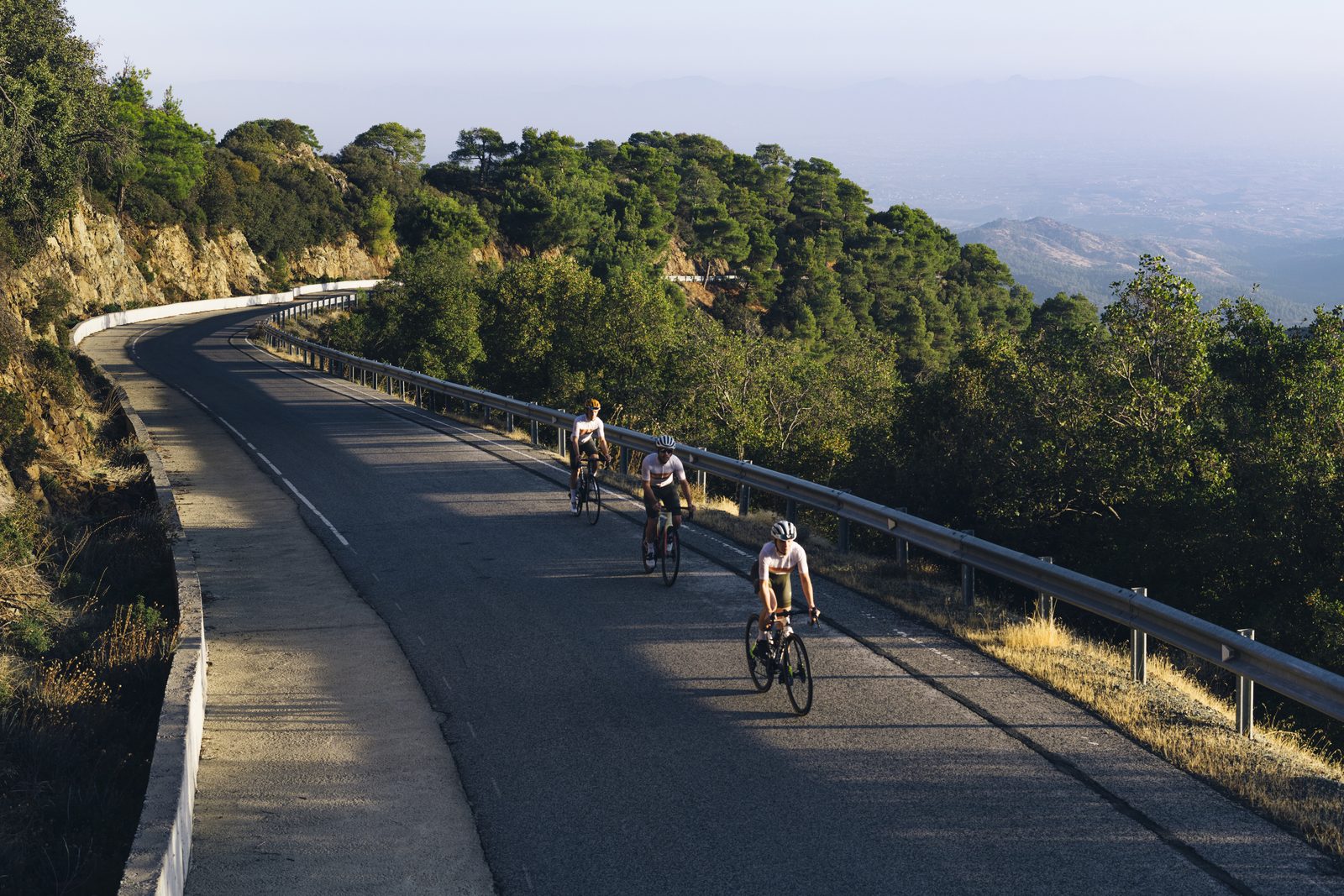 Switchbacks cut into the mountainside above the village