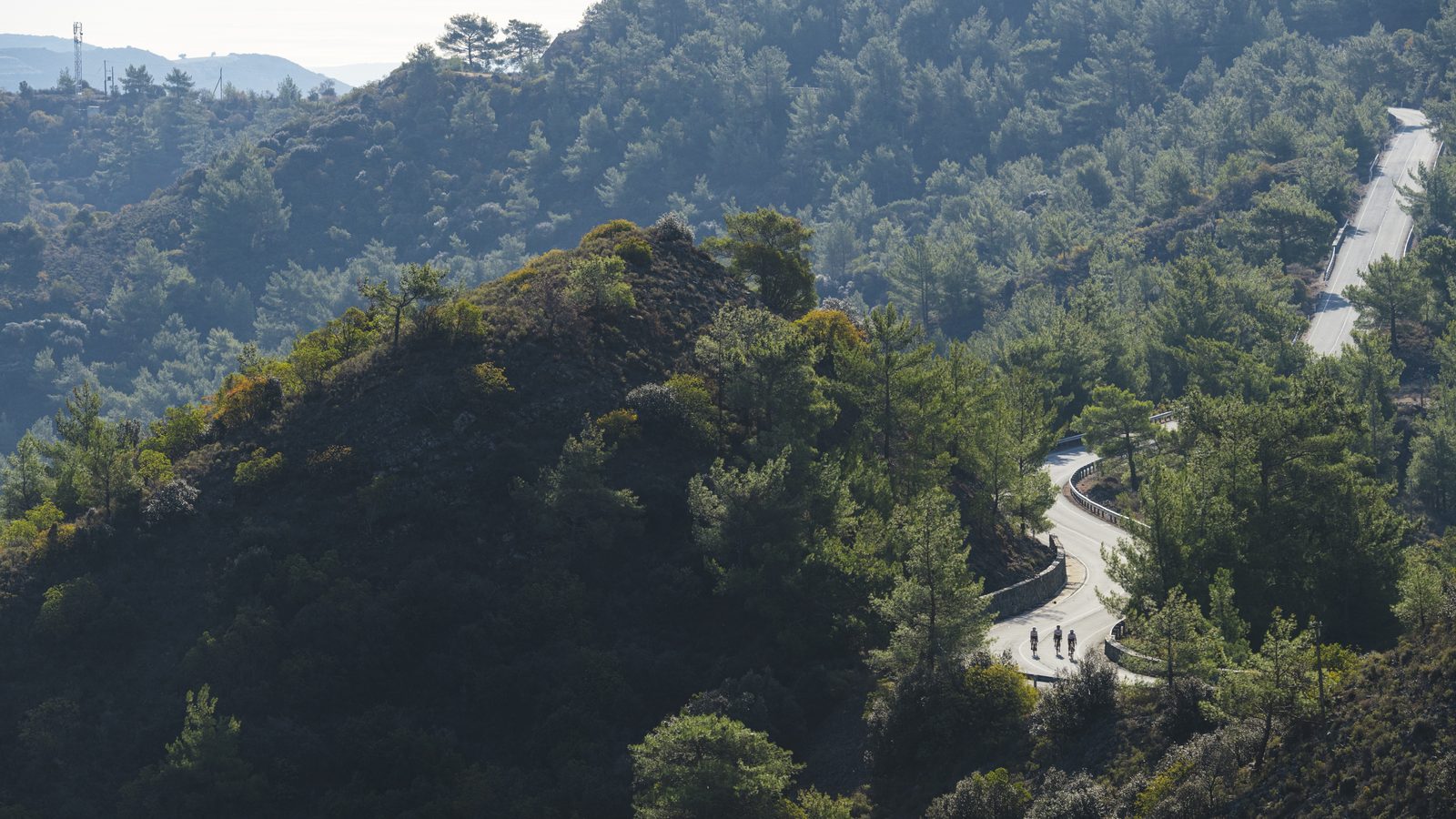 Open road and big sky in the Cypriot mountains