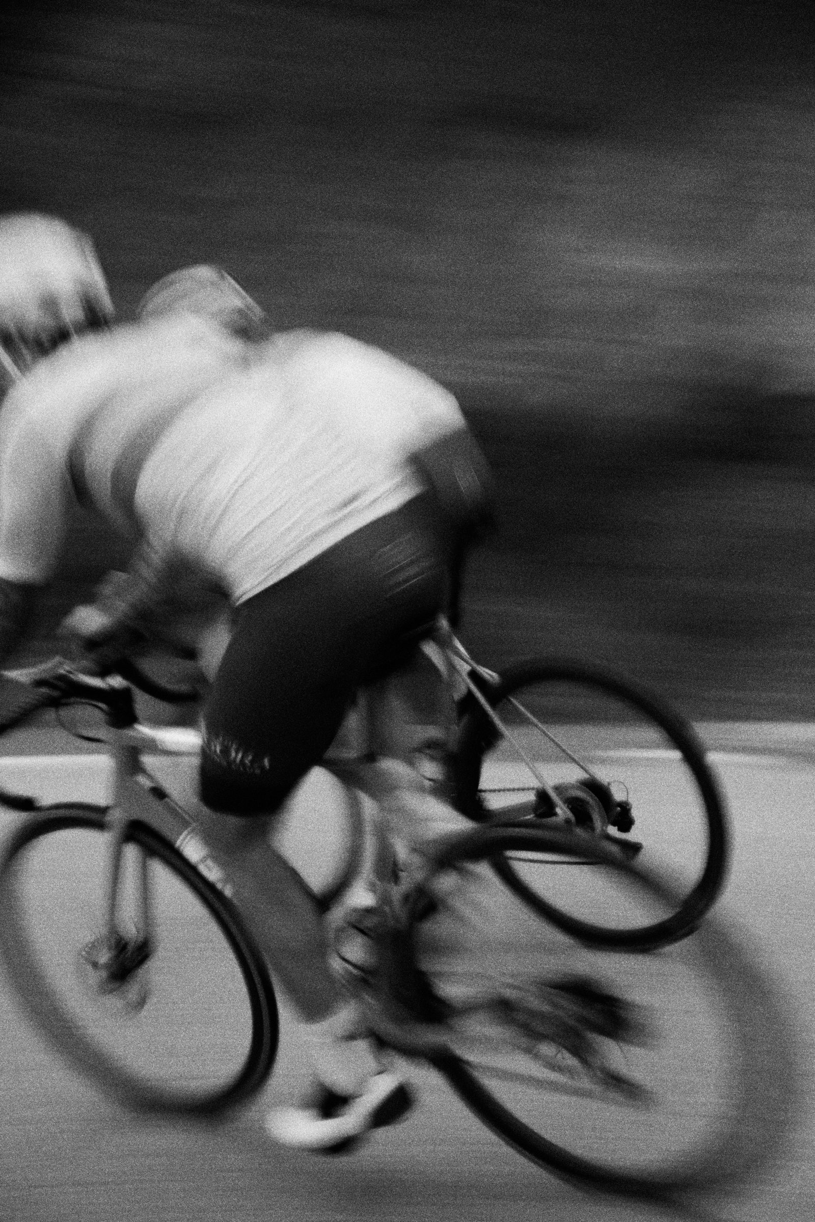 Riding hard through the bends, motion blur