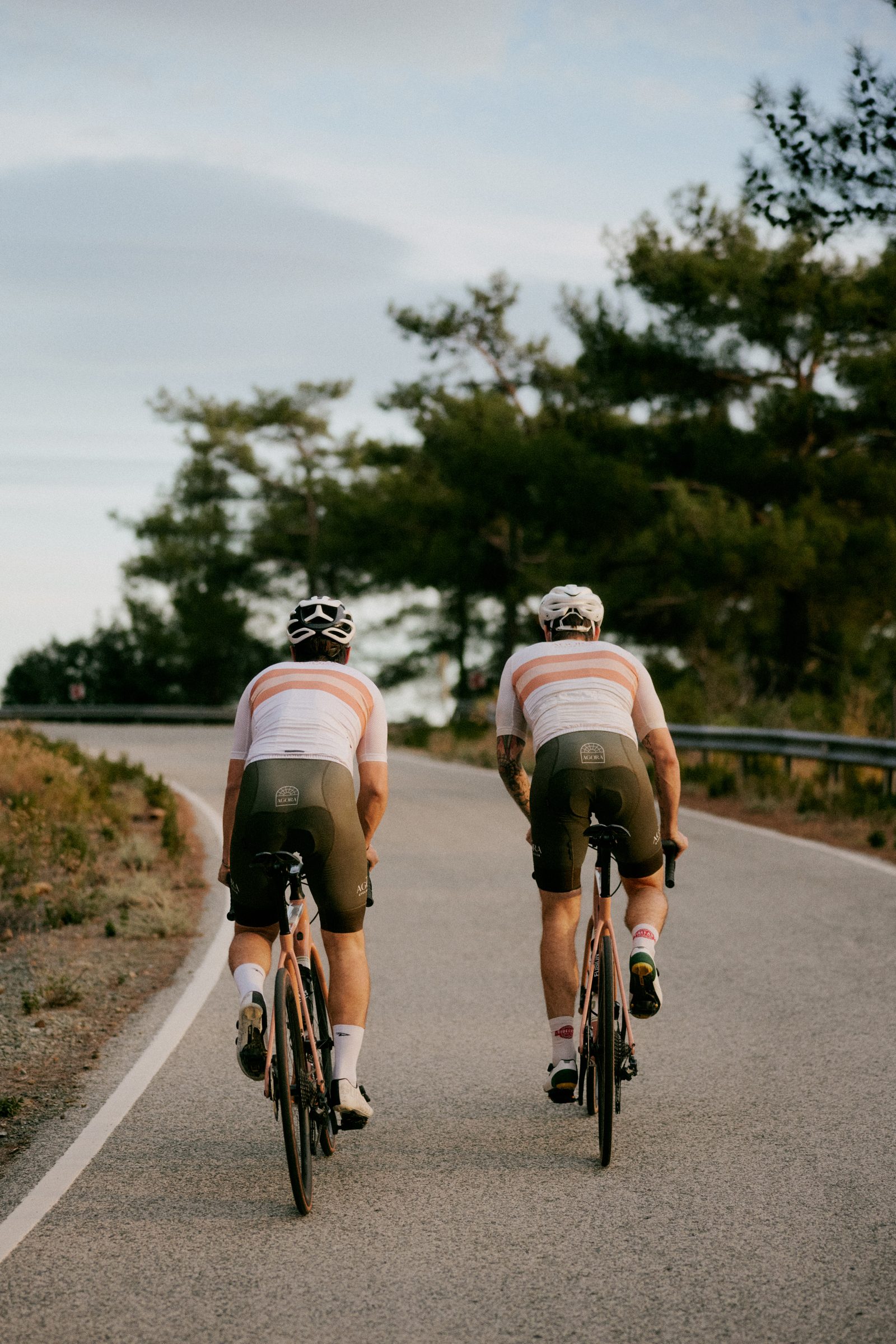 Cyclist on the descent, Troodos foothills behind